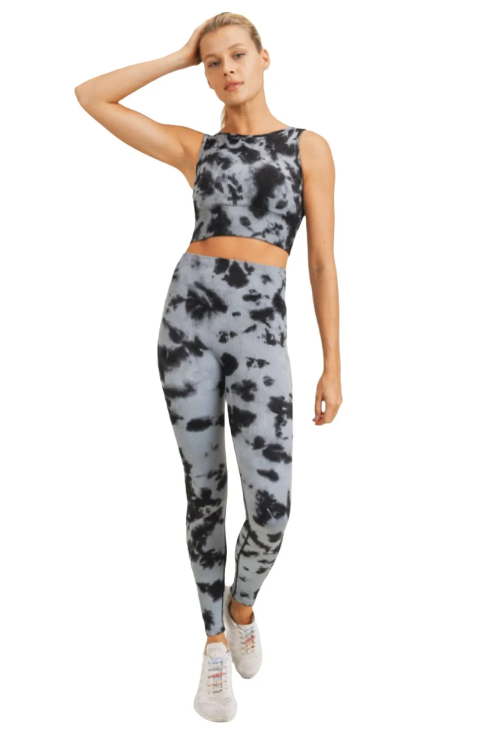 Mono B Smokescreen Tie-Dye Ribbed Seamless Highwaist Leggings APH3049