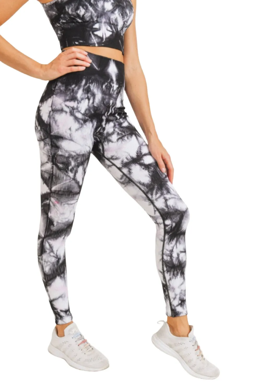 Mono B Smokescreen Tie-Dye Ribbed Seamless Highwaist Leggings APH3049