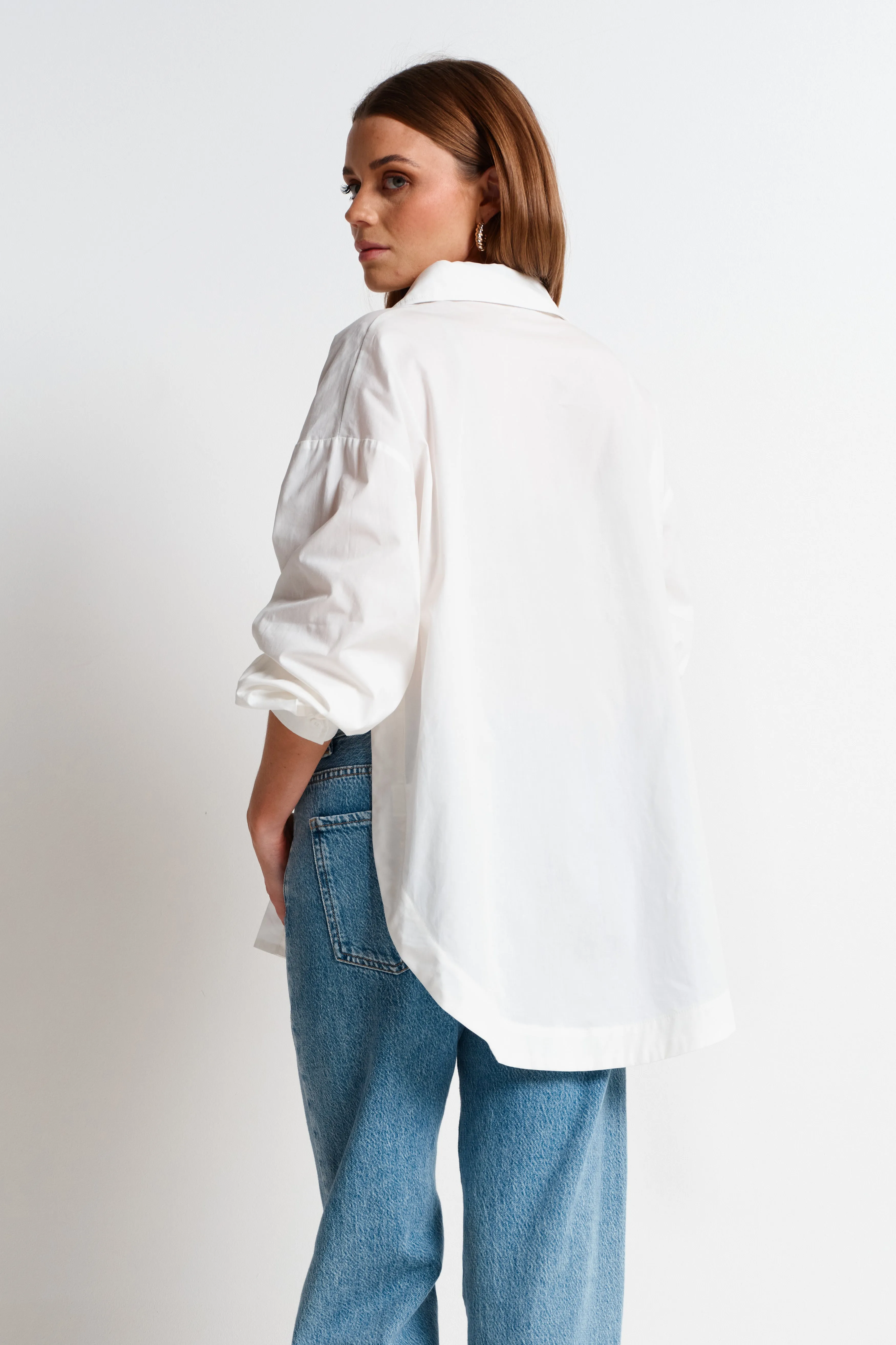 Morgan Wrap Button-Down Shirt - White