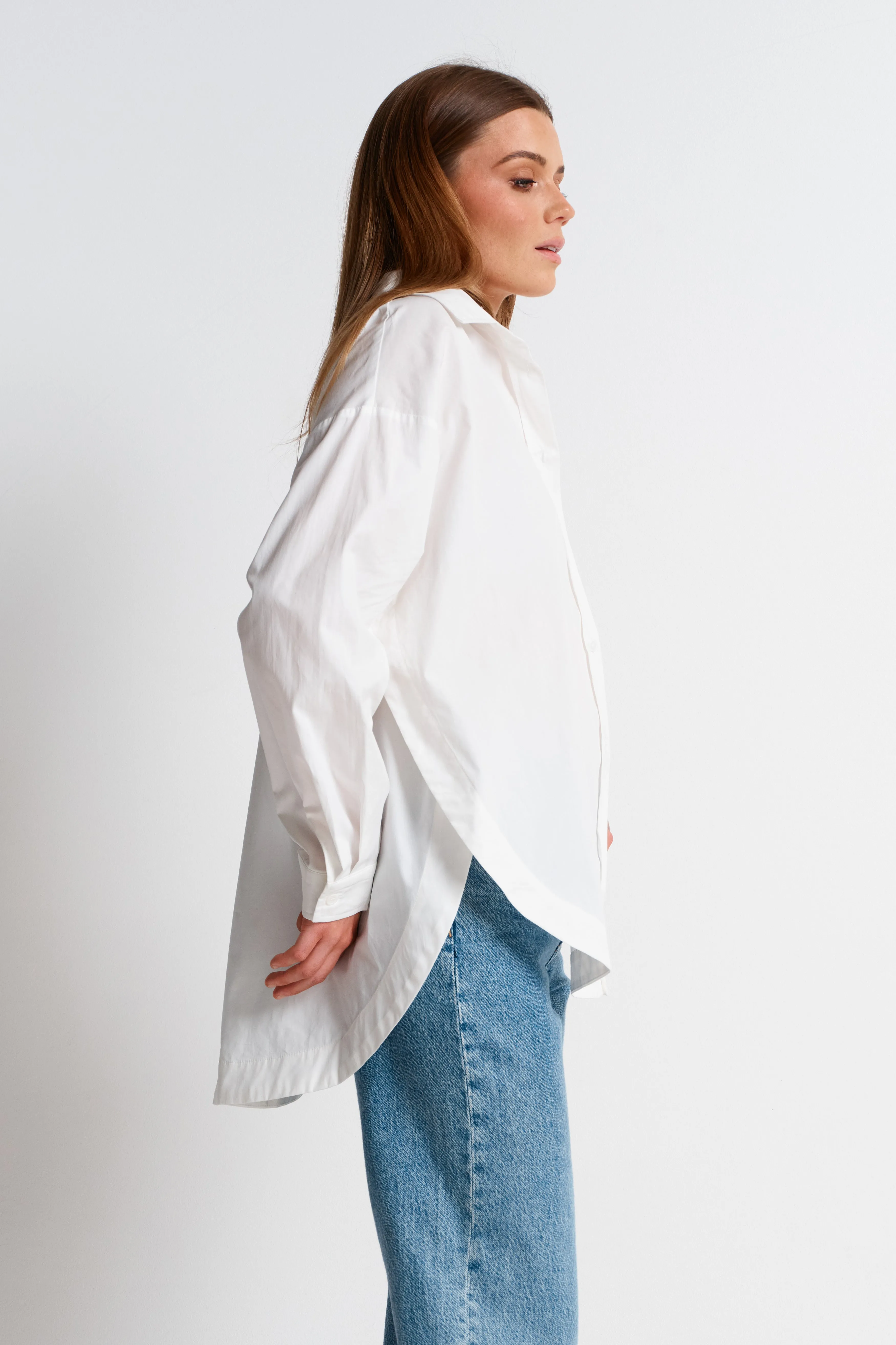 Morgan Wrap Button-Down Shirt - White