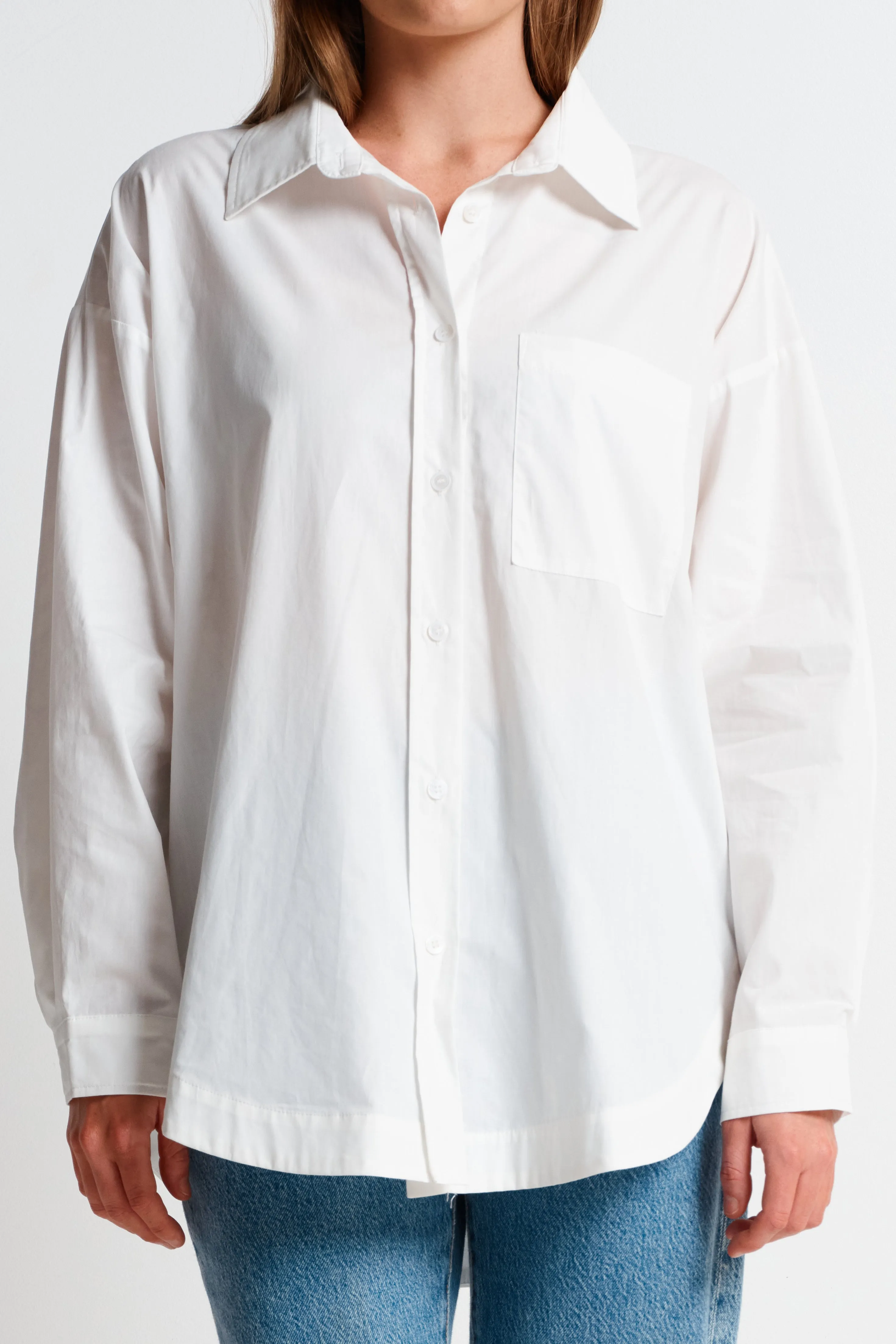 Morgan Wrap Button-Down Shirt - White