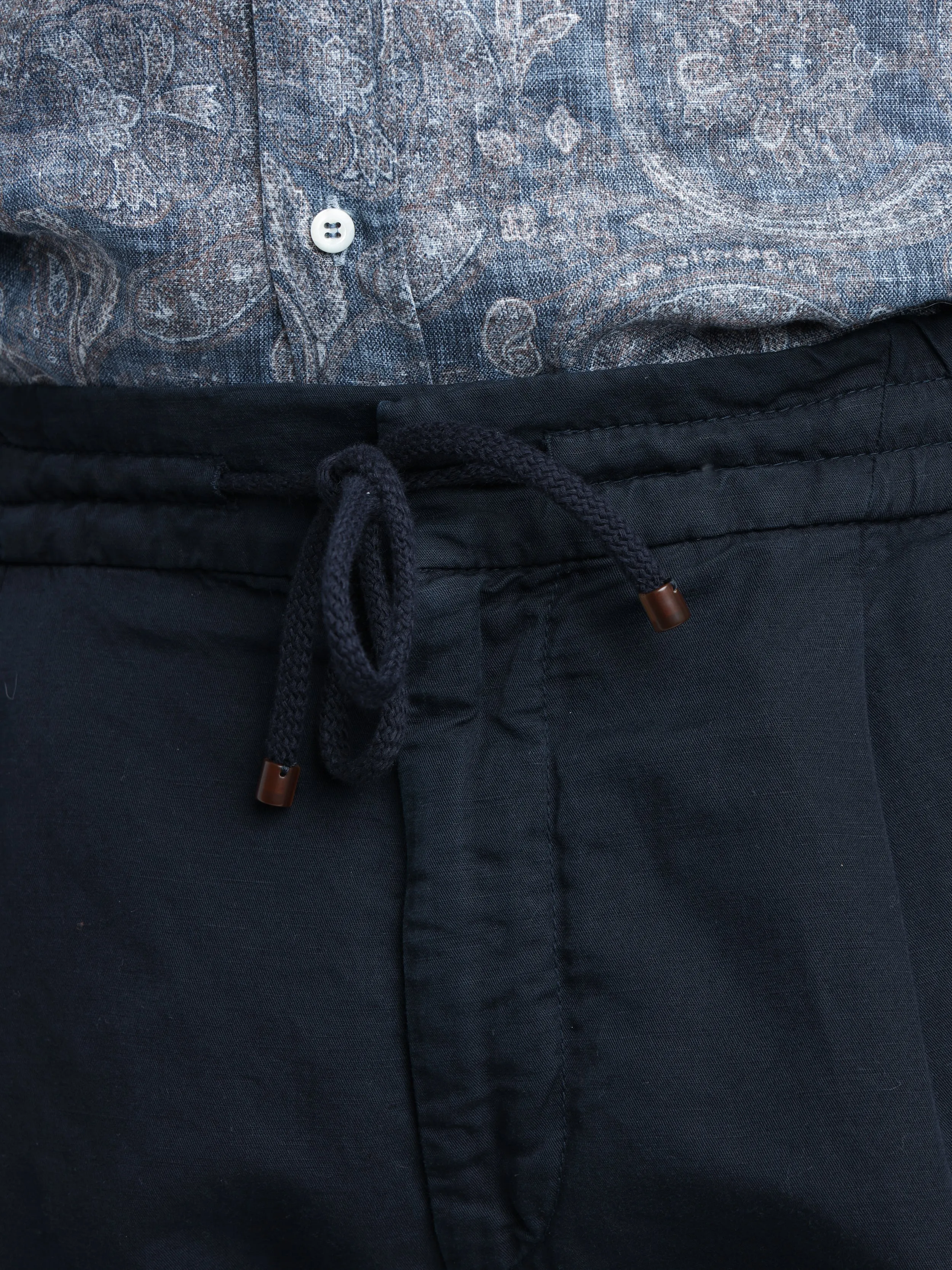 Navy Blue Garment-Dyed Linen-Cotton Bermuda Shorts