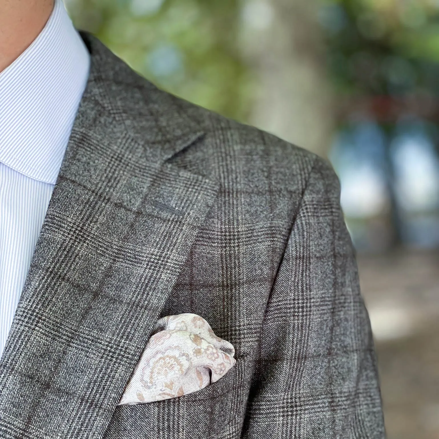 Pascal - Double Sided Silk Pocket Square - Grey & Bronze