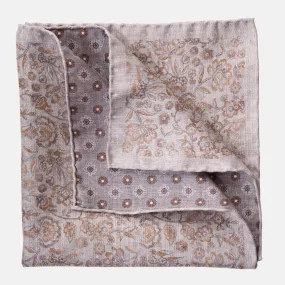 Pascal - Double Sided Silk Pocket Square - Grey & Bronze