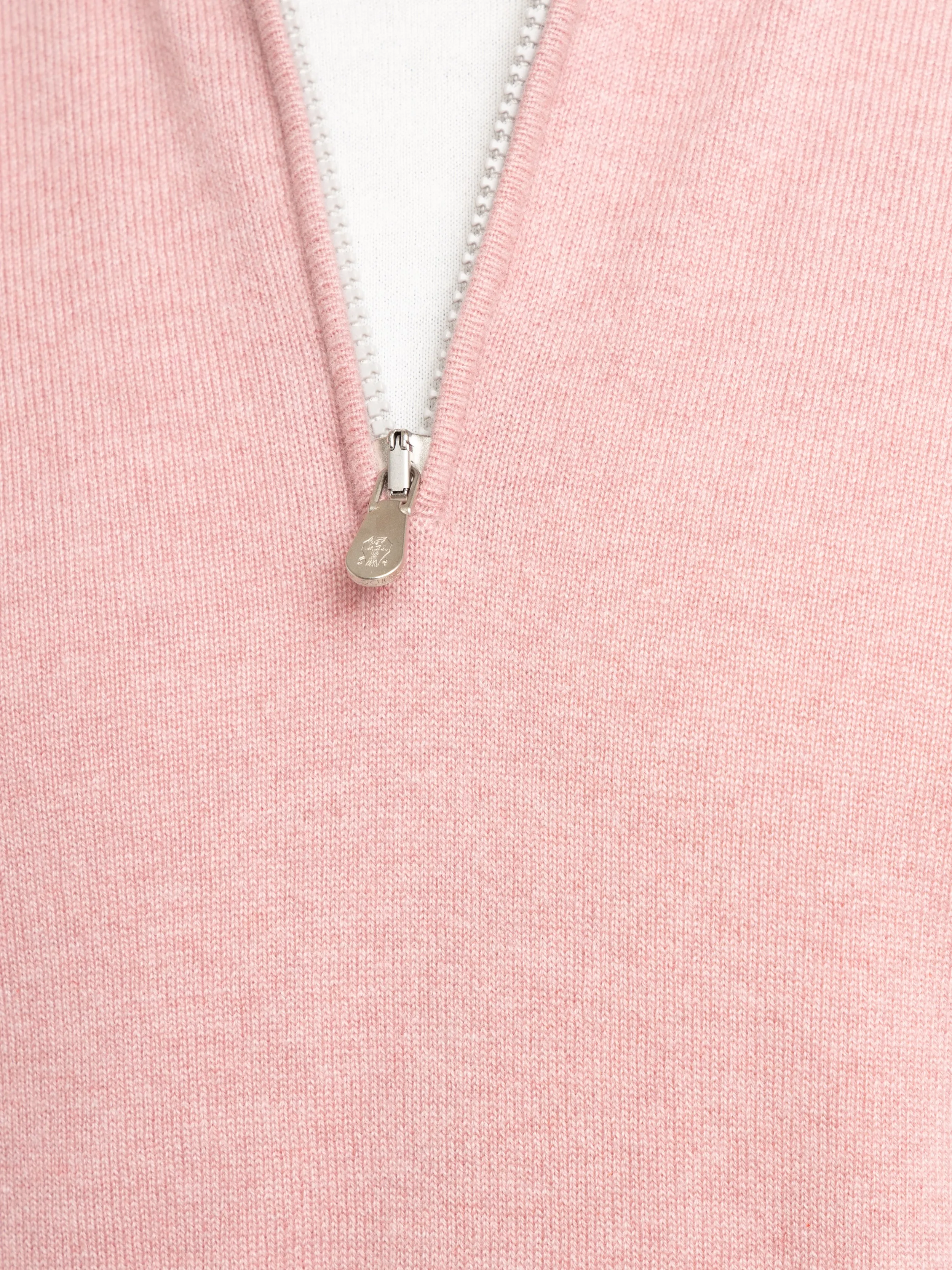 Pink Cashmere Quarter Zip Sweater