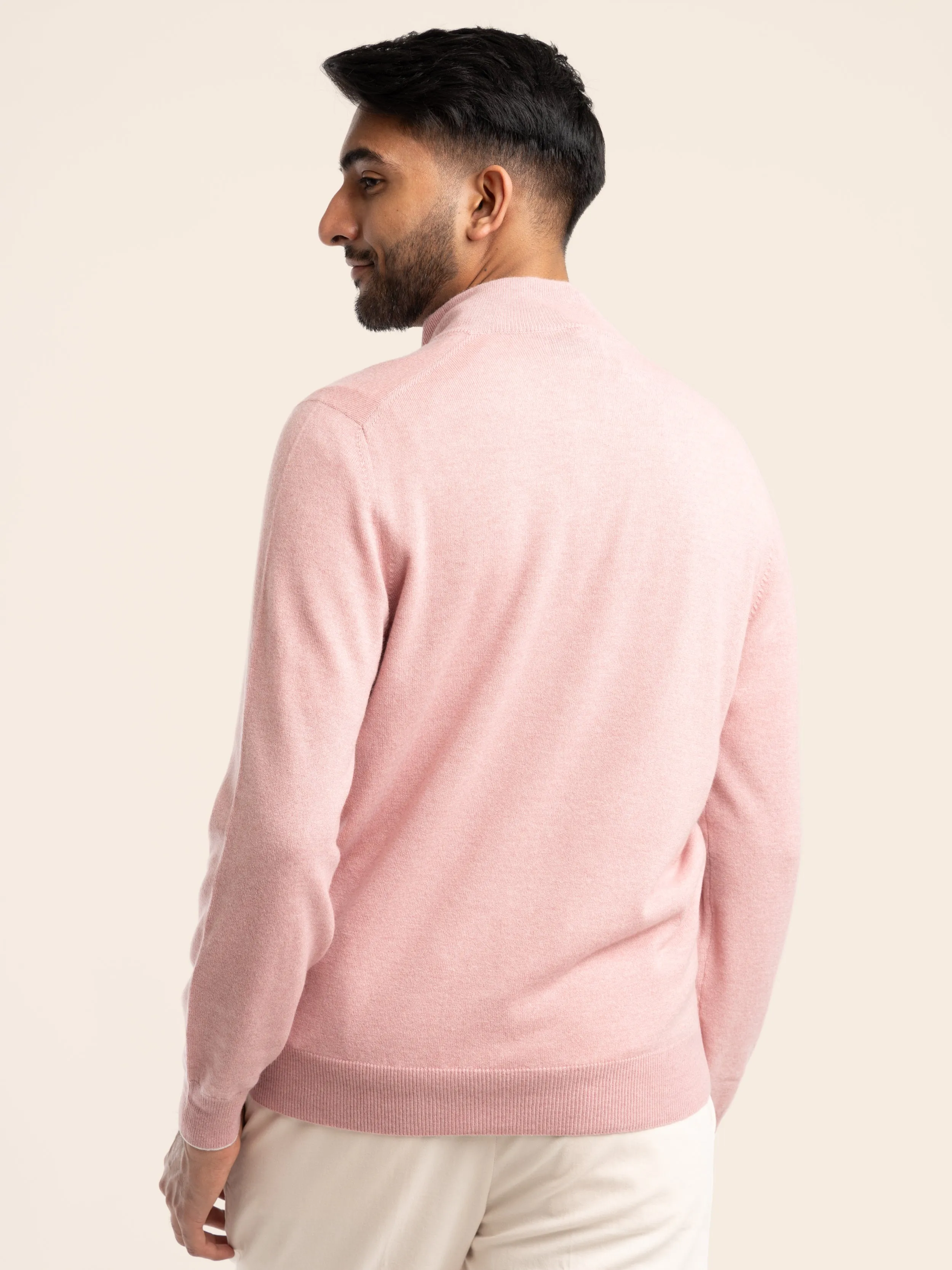 Pink Cashmere Quarter Zip Sweater