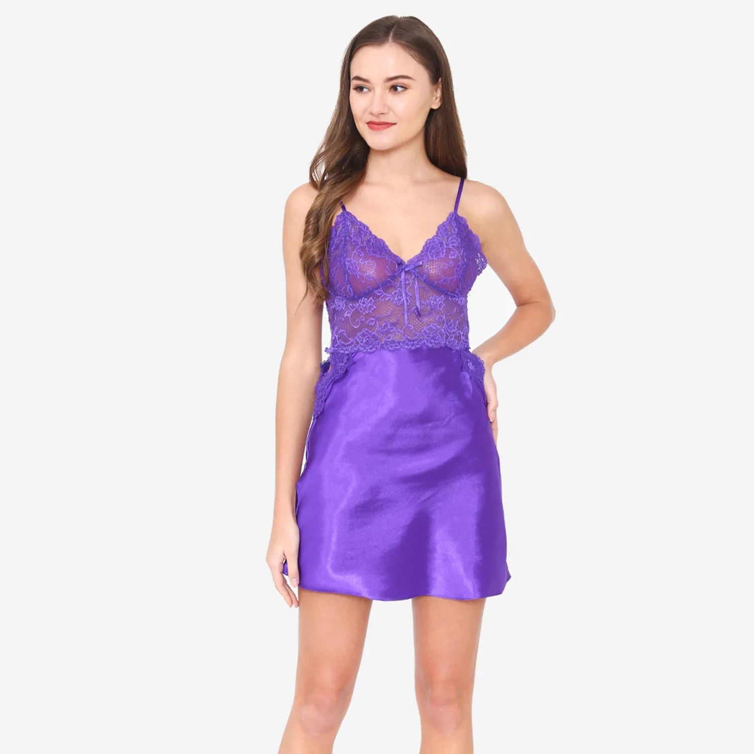 Purple Satin Baby Doll