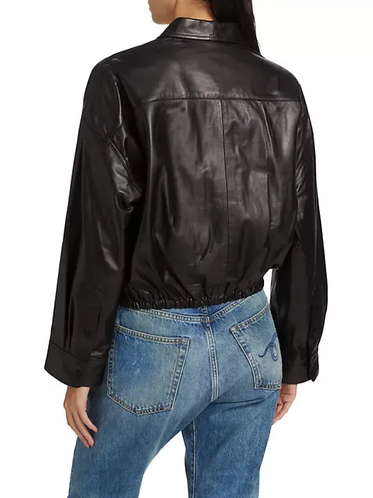 R13WR299R405A Crossover leather bubble shirt