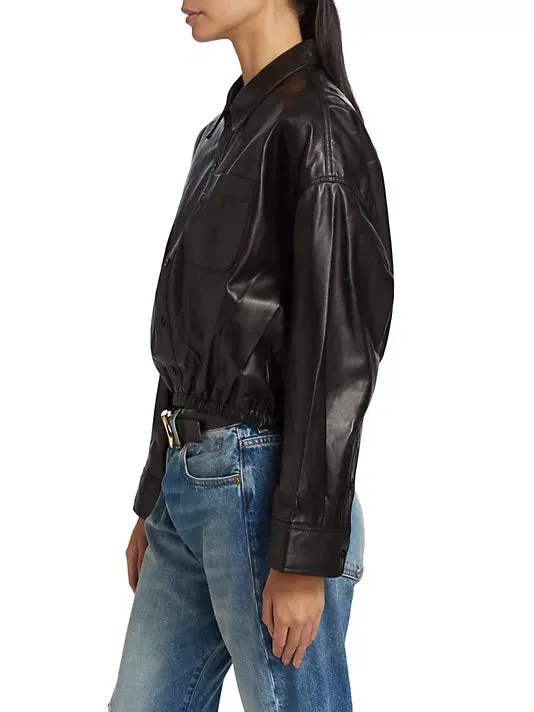 R13WR299R405A Crossover leather bubble shirt