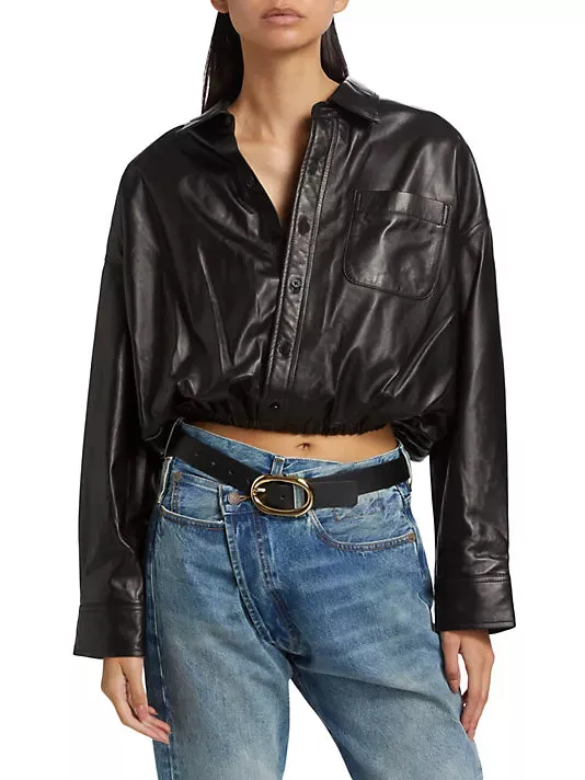 R13WR299R405A Crossover leather bubble shirt