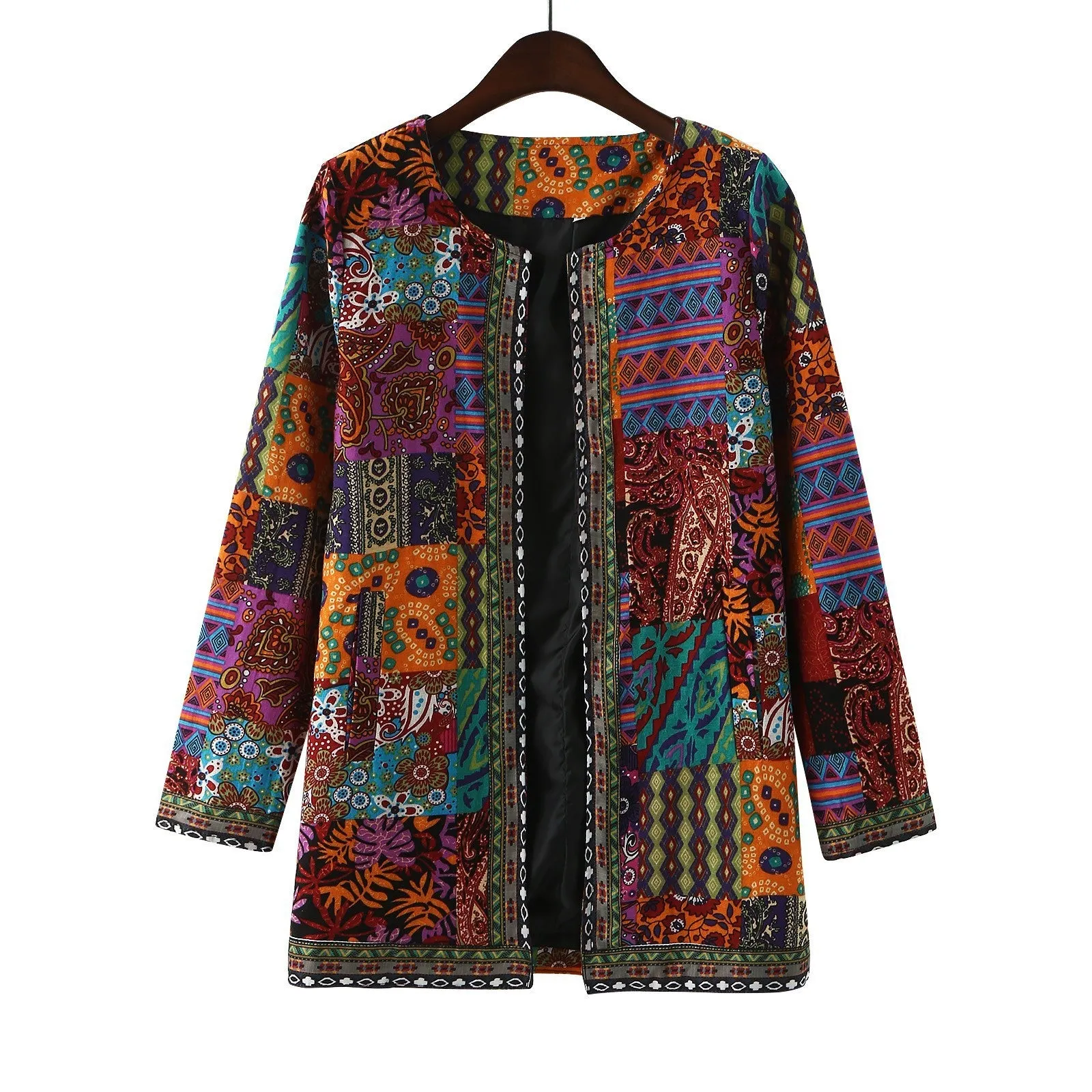 Retro Ethnic Print Long-sleeved Jacket