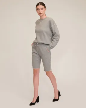 Romy Raw Edge French Terry Bermuda Short in Heather Grey