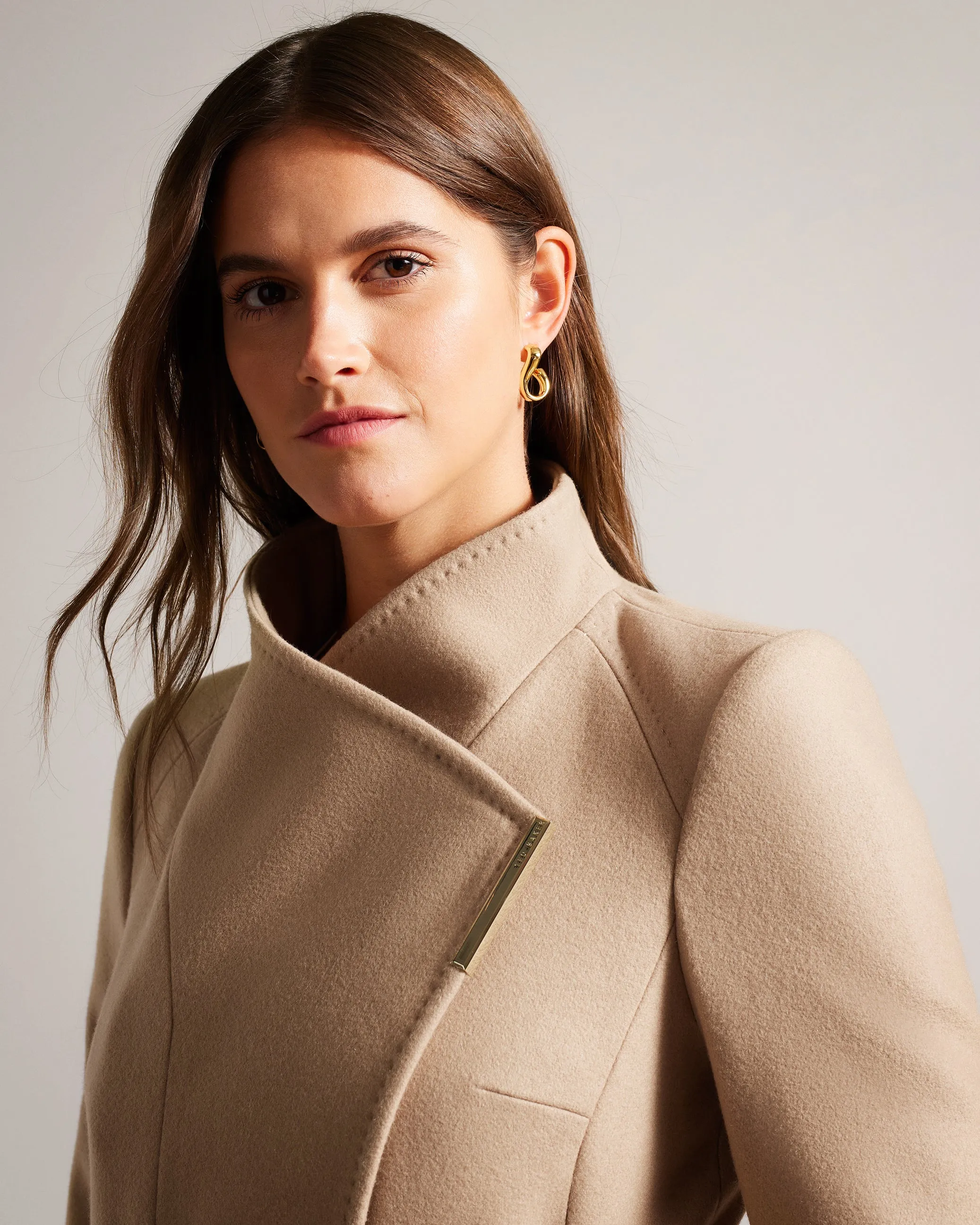 Rose Wool Wrap Coat Camel