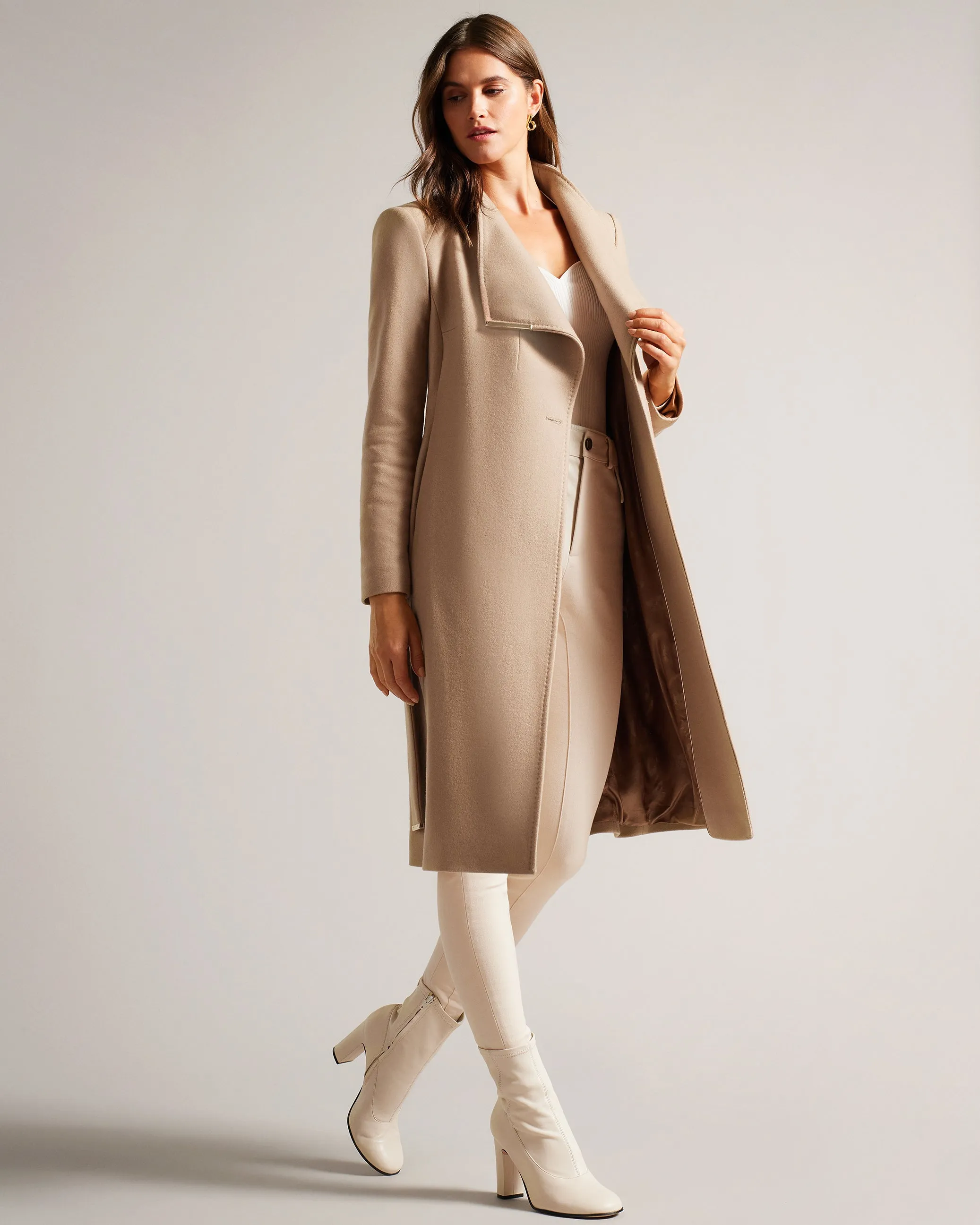 Rose Wool Wrap Coat Camel