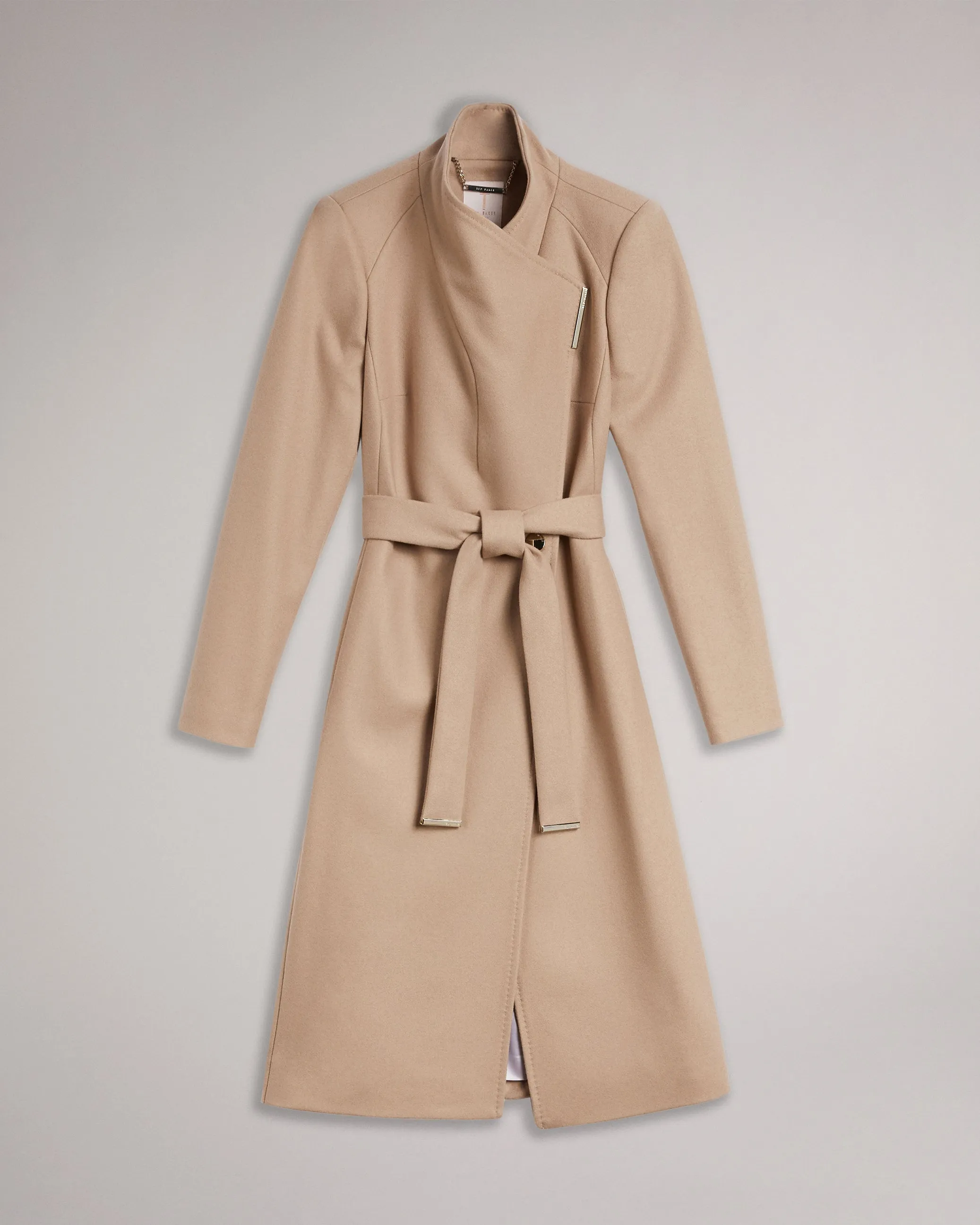 Rose Wool Wrap Coat Camel