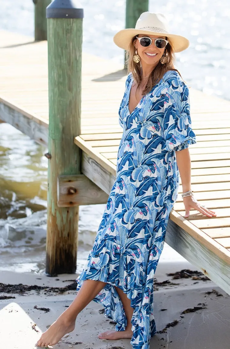 Saline Dress Long / Cobalt Tropical