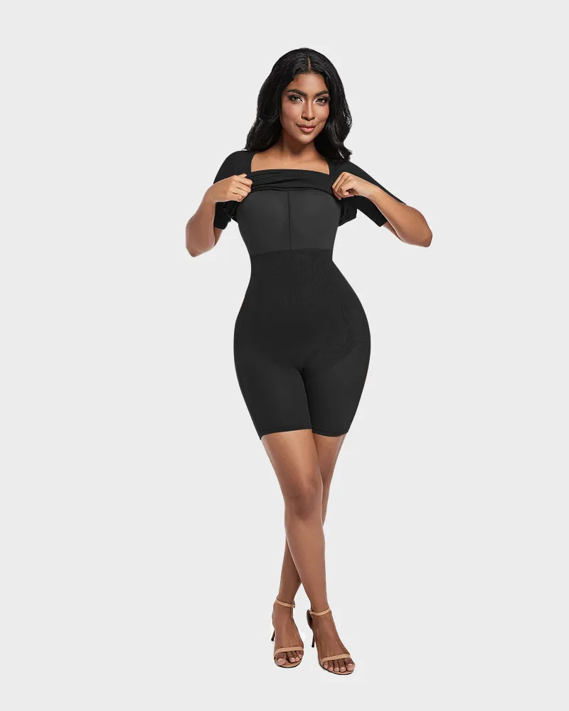 SheCurve®Built-In Shapewear Short Sleeve Square Neck Dress