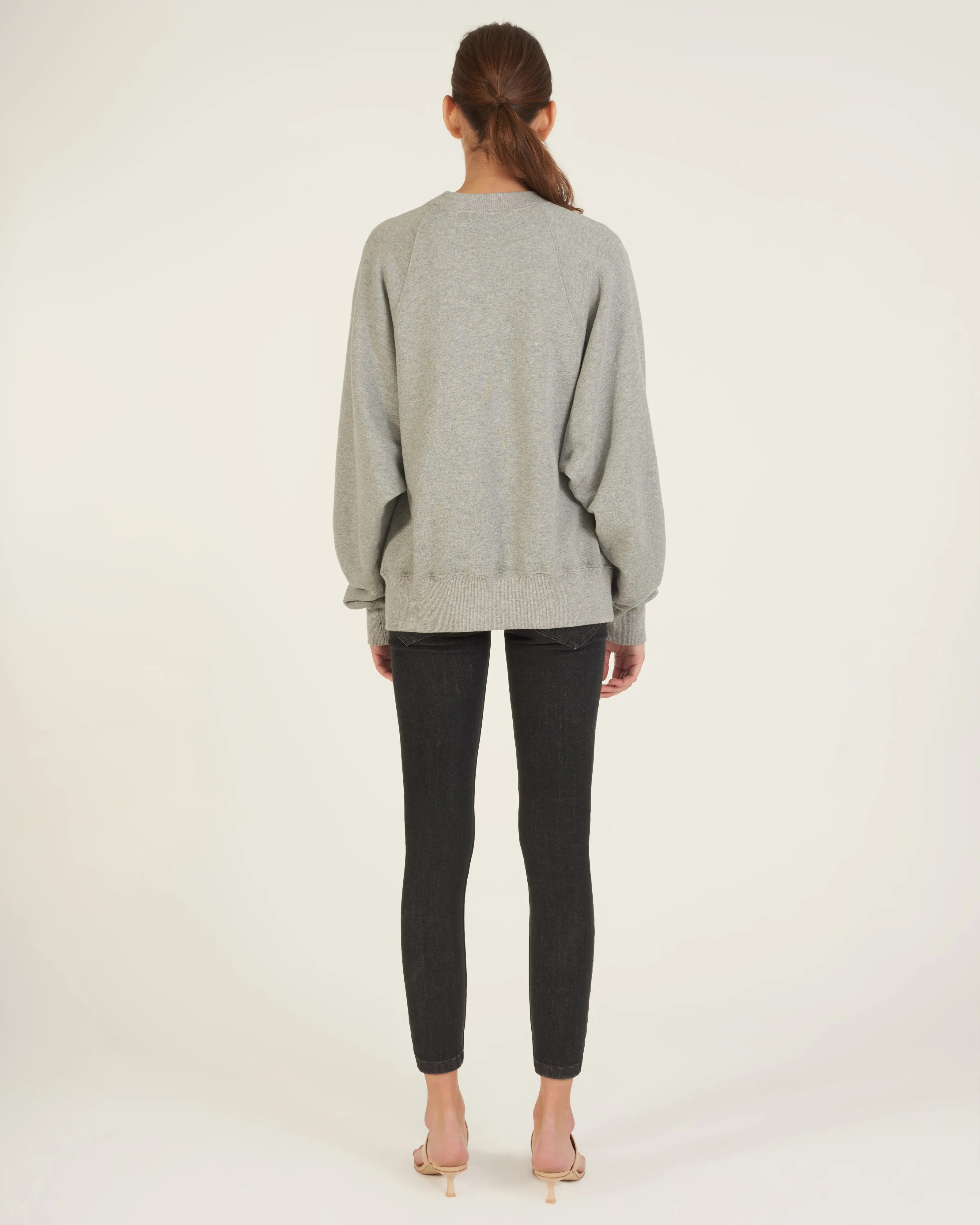 So Uptight Drop Raglan French Terry Sweatshirt in Heather Grey