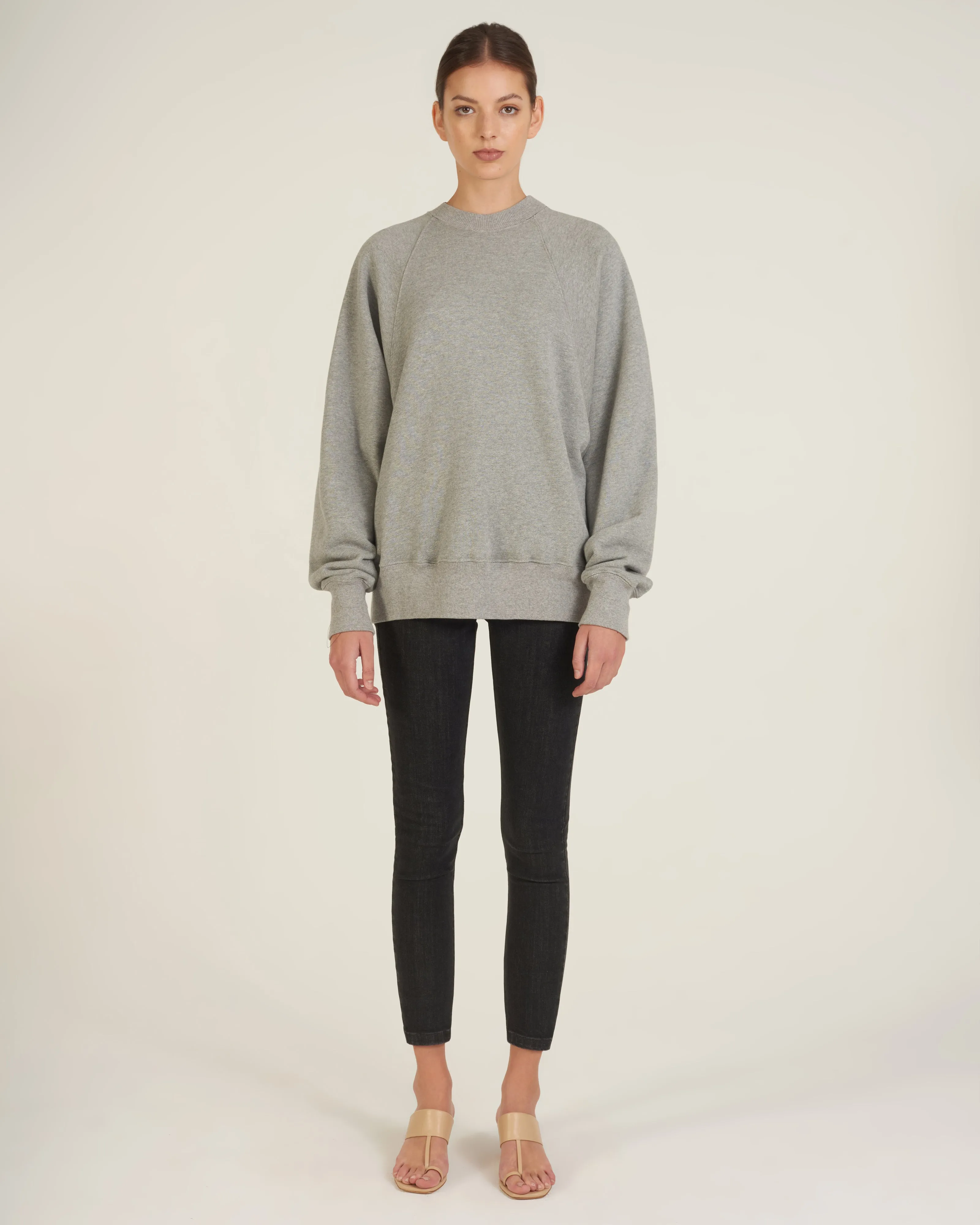 So Uptight Drop Raglan French Terry Sweatshirt in Heather Grey