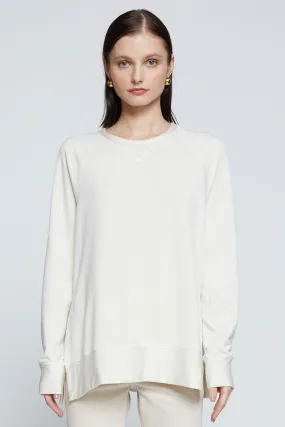 Stateside Softest Fleece Raglan Side Slit Sweatshirt in Cream