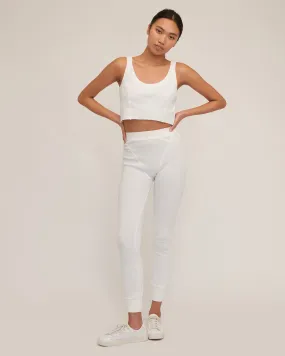 Stretch Waffle Aden Seamed Pant in Off White