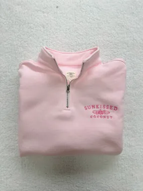 Tana Light Pink Quarter Zip Embroider Sunkissedcoconut Sweatshirt