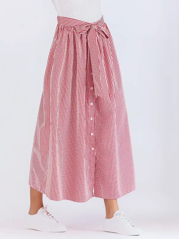 Tie Waist Button Down Skirt