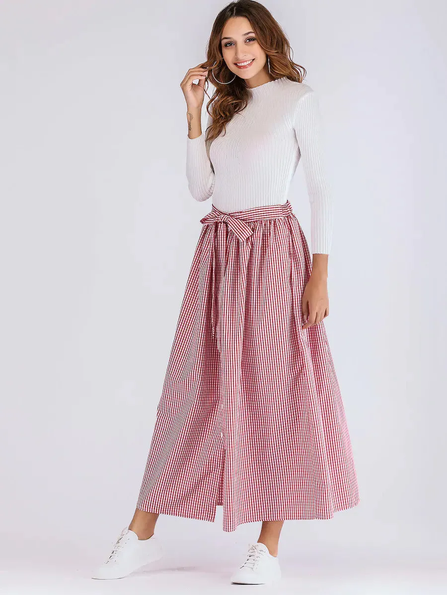 Tie Waist Button Down Skirt