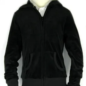 Velour Zip-Up Hooded Sweatshirt Youth Sizes Black