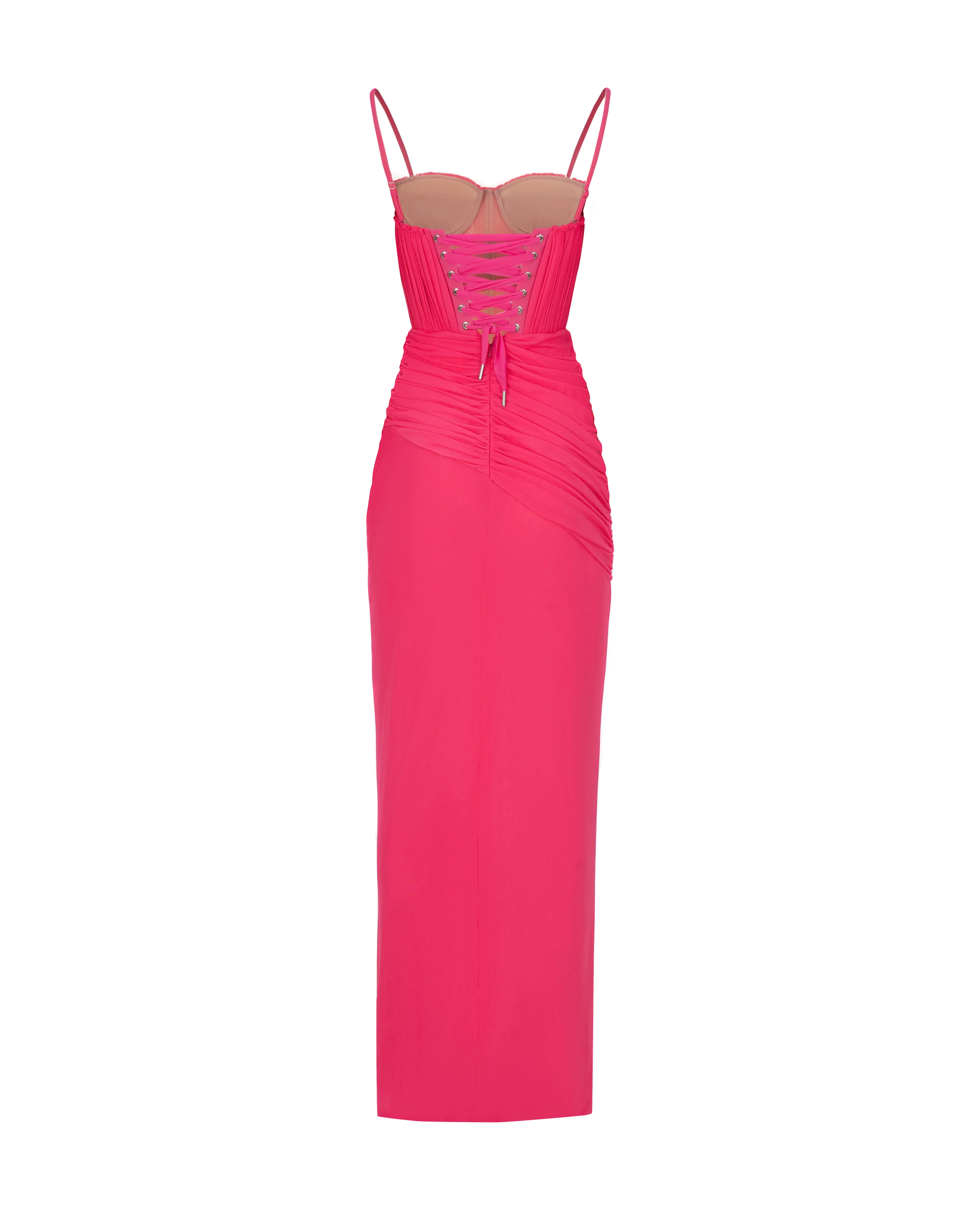 Vibrant pink bustier maxi dress