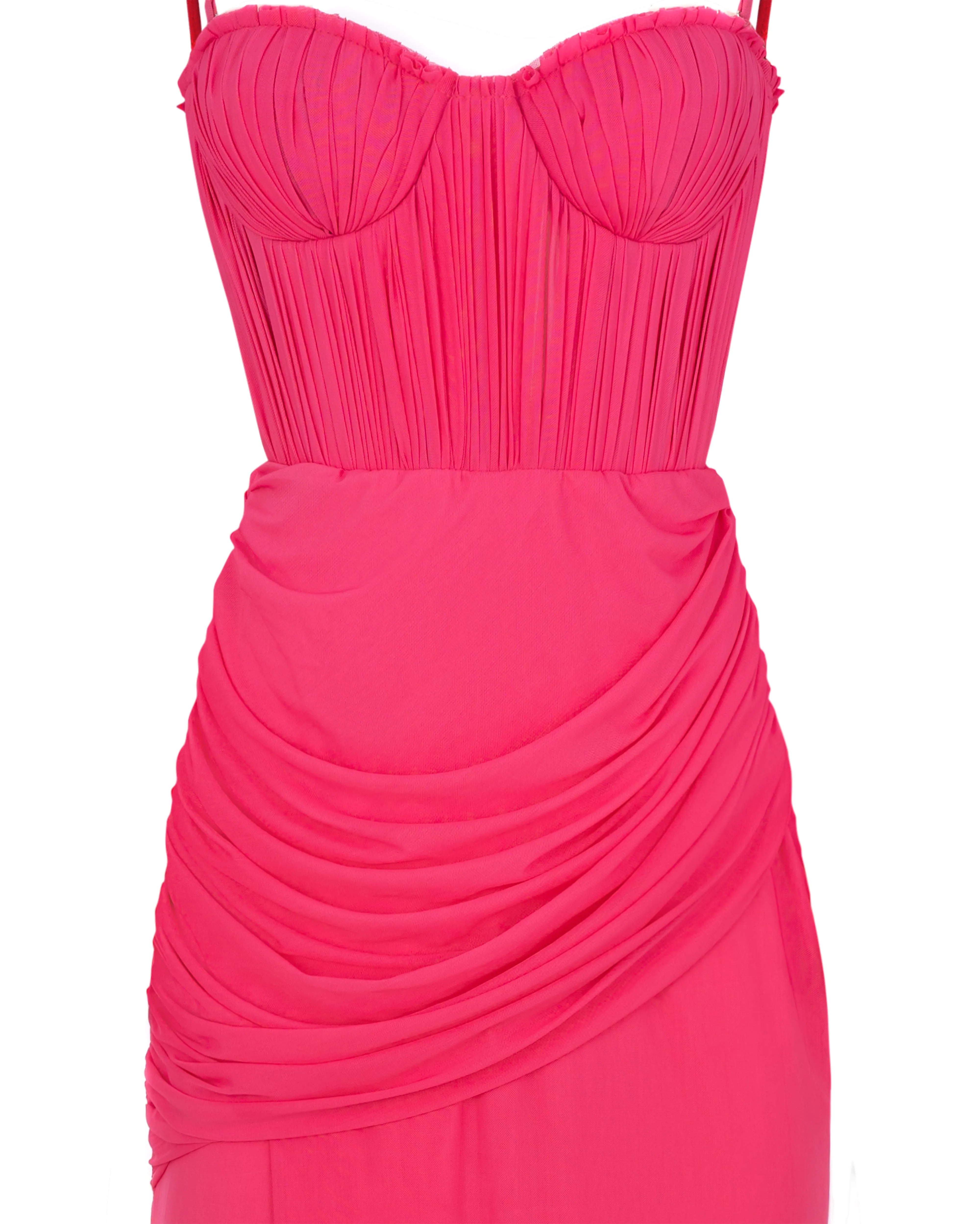 Vibrant pink bustier maxi dress