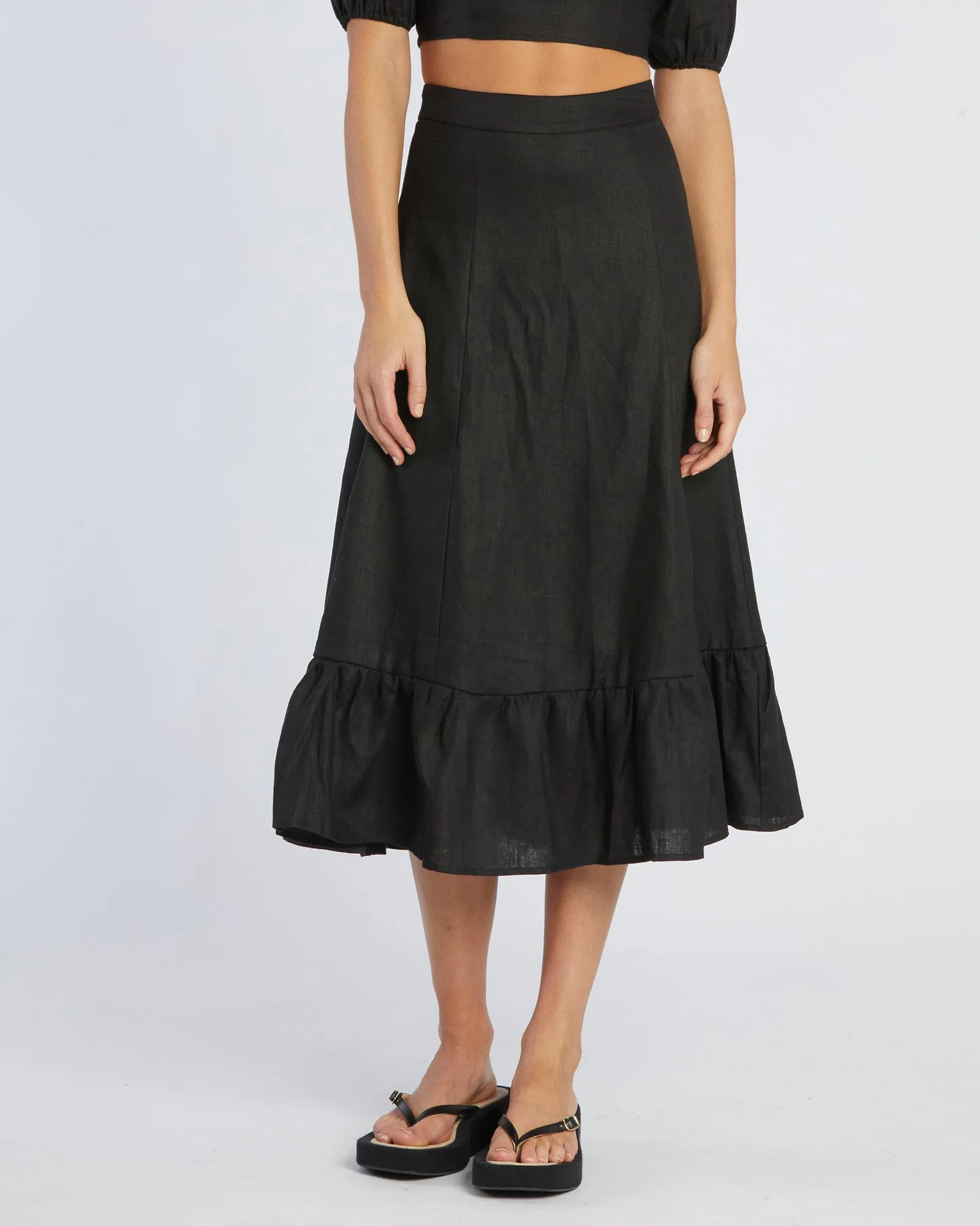 Violetta Linen Skirt - Black