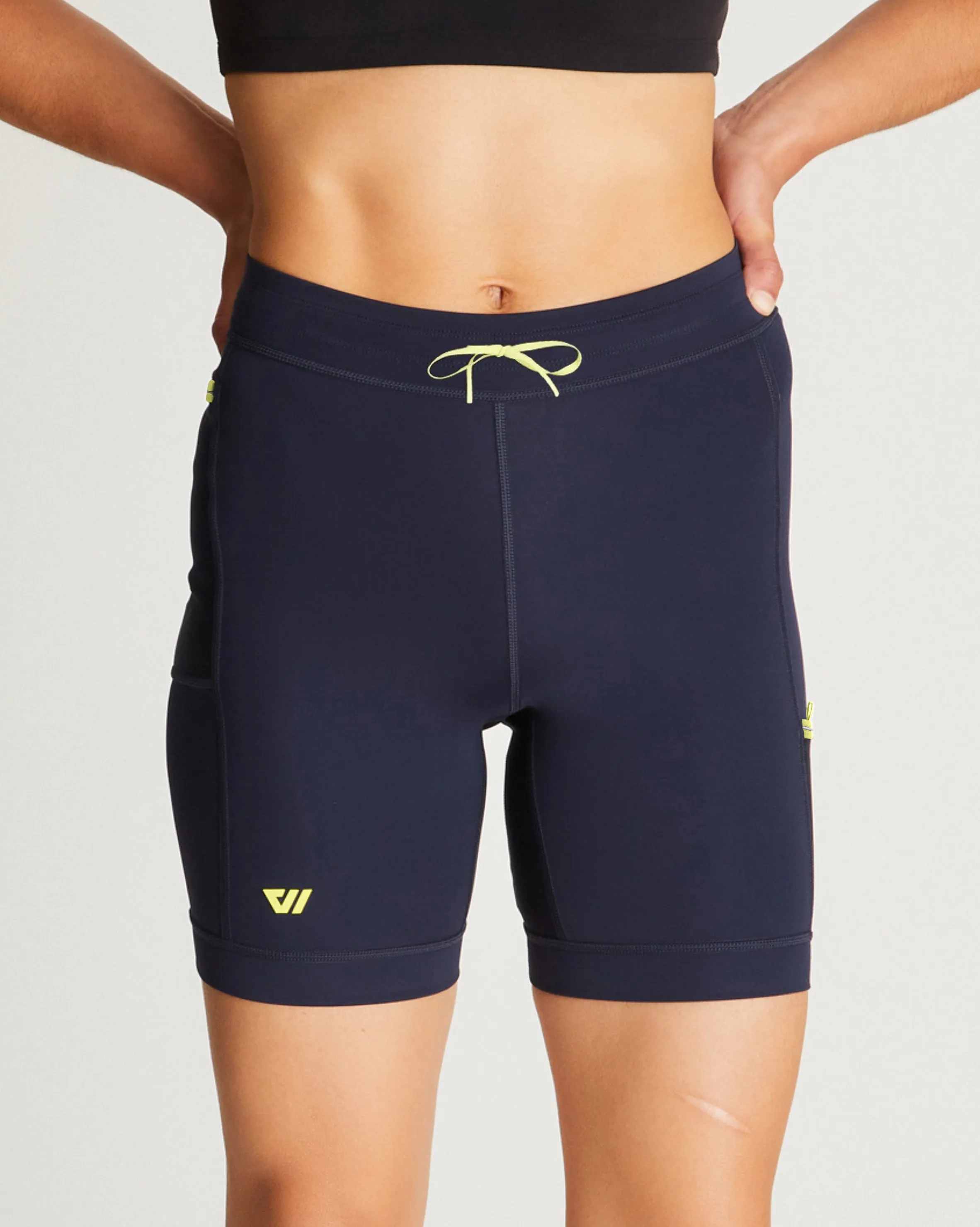 Women's Distance Half Tight in Navy w/ Lightning Bolt