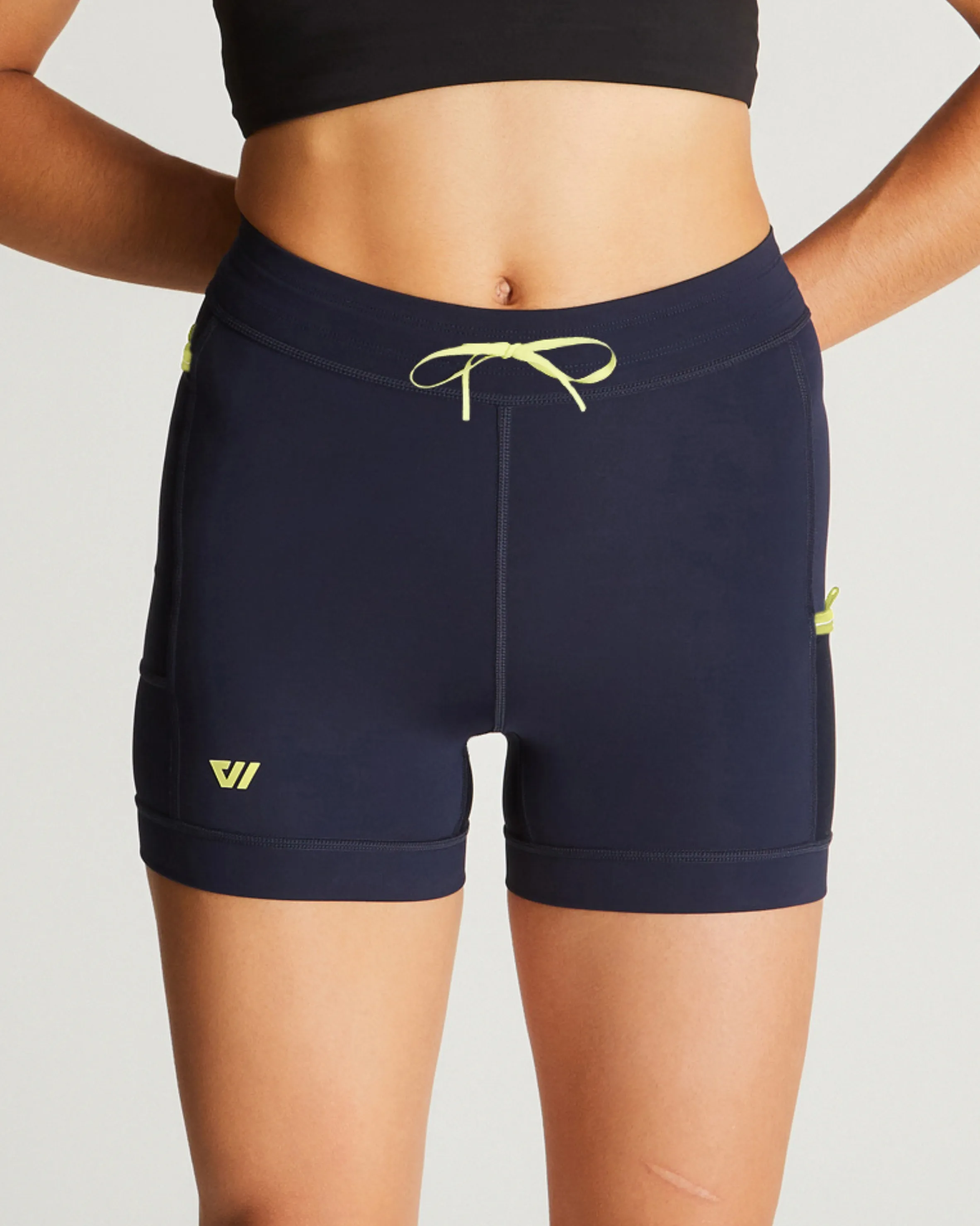 Women's Distance Half Tight in Navy w/ Lightning Bolt